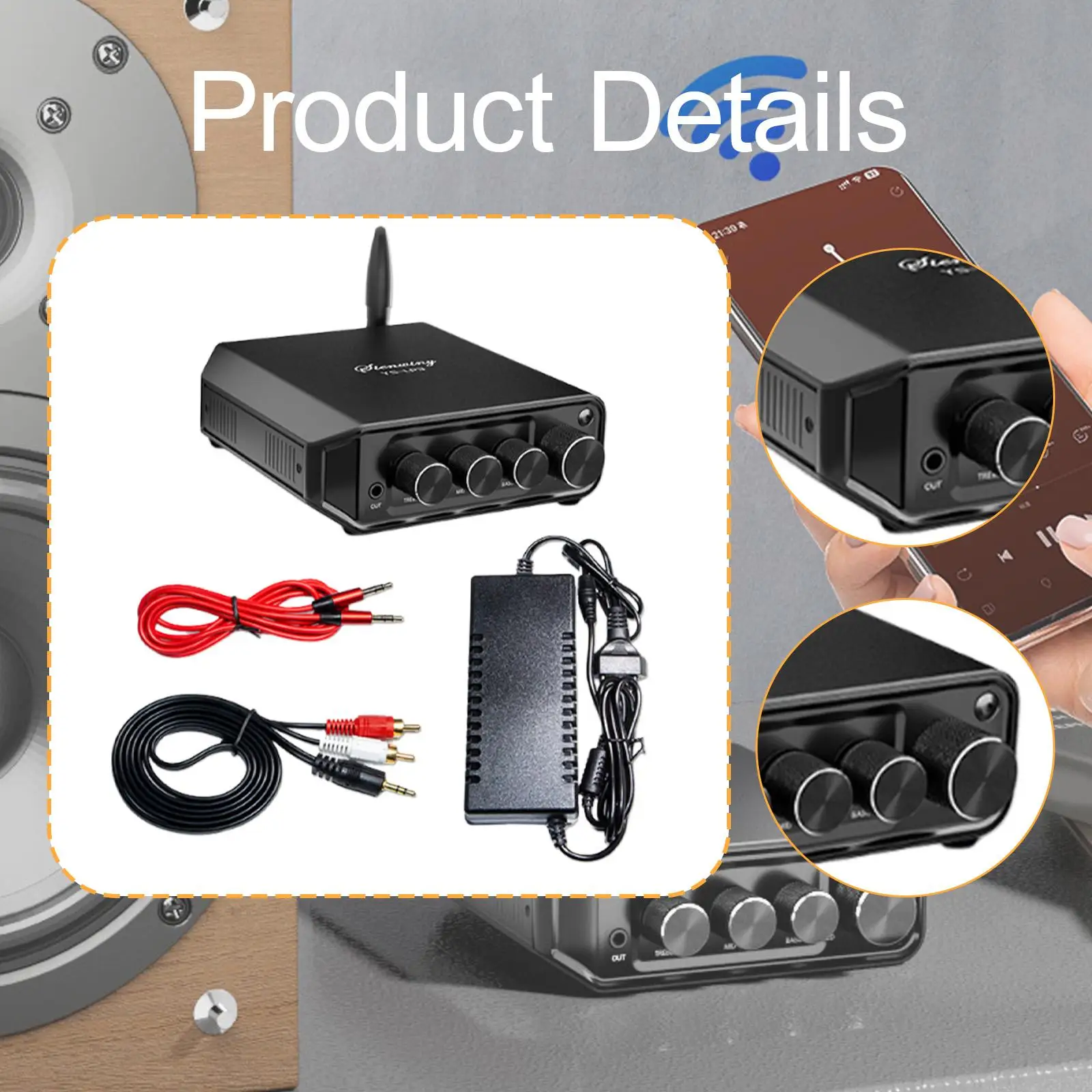 Power Amplifier Hi-fi 2.0 50wx2 Class D Two Channel Mini Stereo Amplifier for Bookshelf System Speaker Desktop