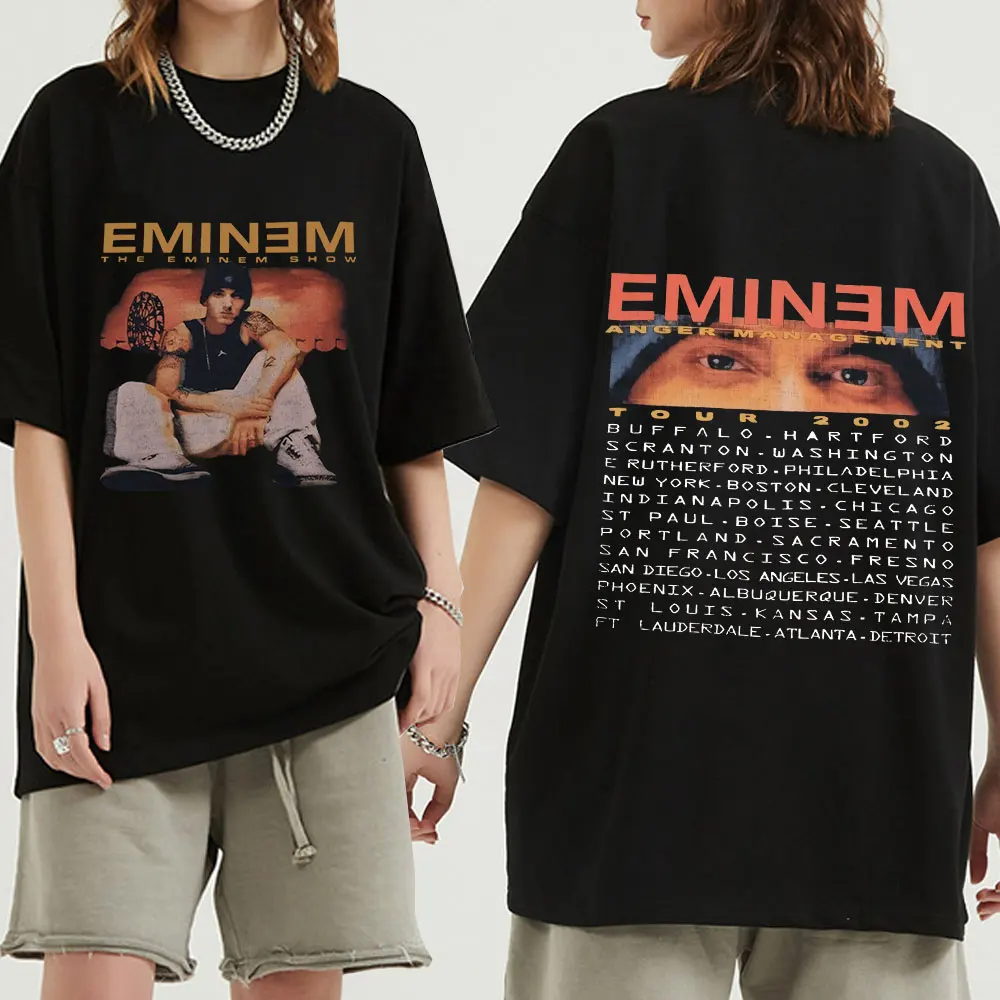 Eminem Anger Management Tour 2021 T Shirt Vintage Harajuku Funny Rick Tee Shirts Sleeve Men Oversized T Shirt Fashion Tops