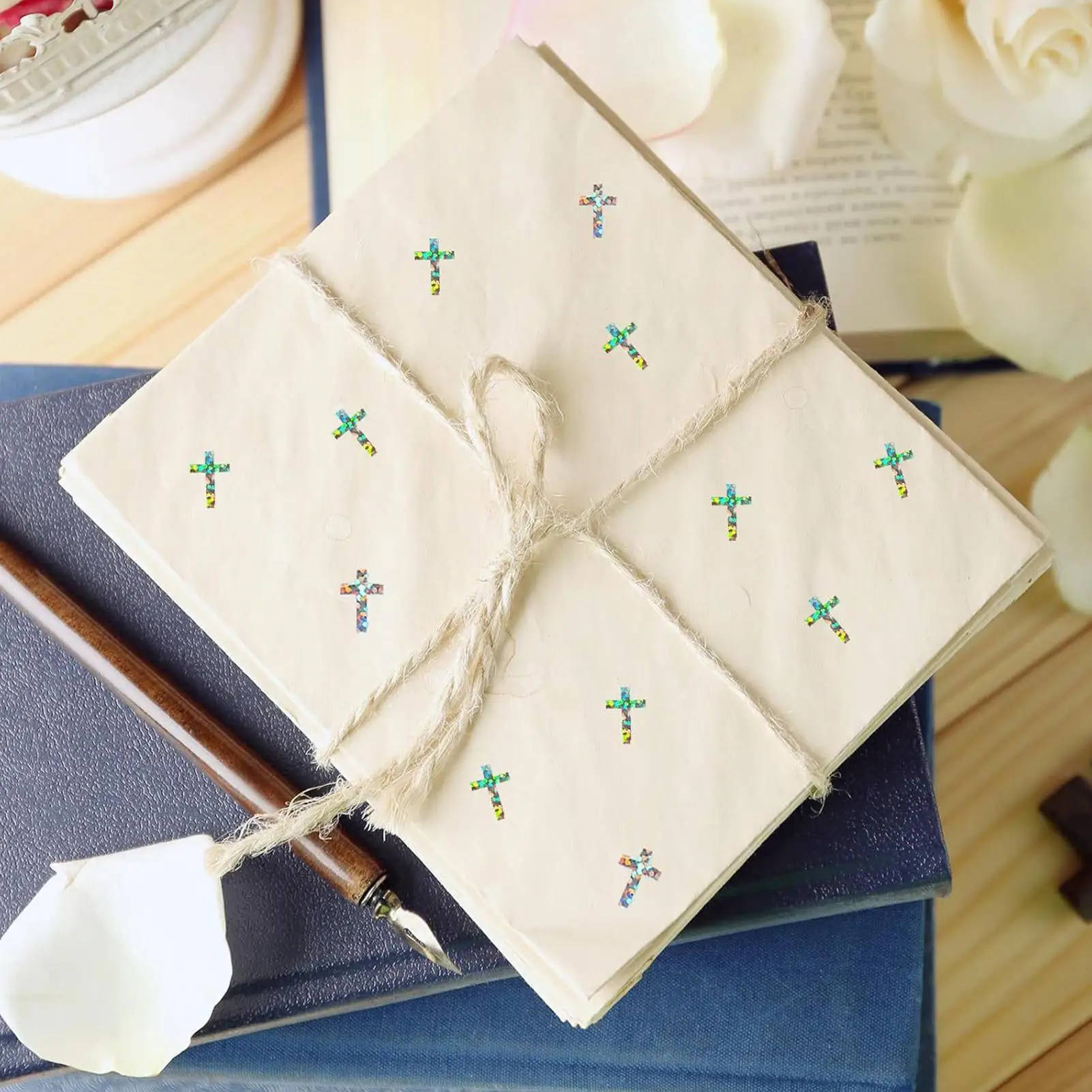 Naklejki do chrztu 1200 sztuk samoprzylepne małe naklejki z srebrnej folii dekoracyjne naklejki ścienne do notatników, kubków, samochodów, na zimę, do szkoły