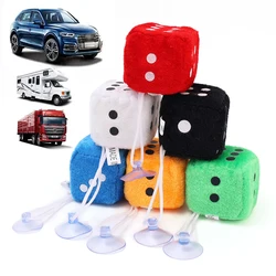 Plush Dice Toy Sucker Pendant Cartoon Rear View Mirror Creative Hanging Gift Vehicle Decor Cute Gift Auto Ornament