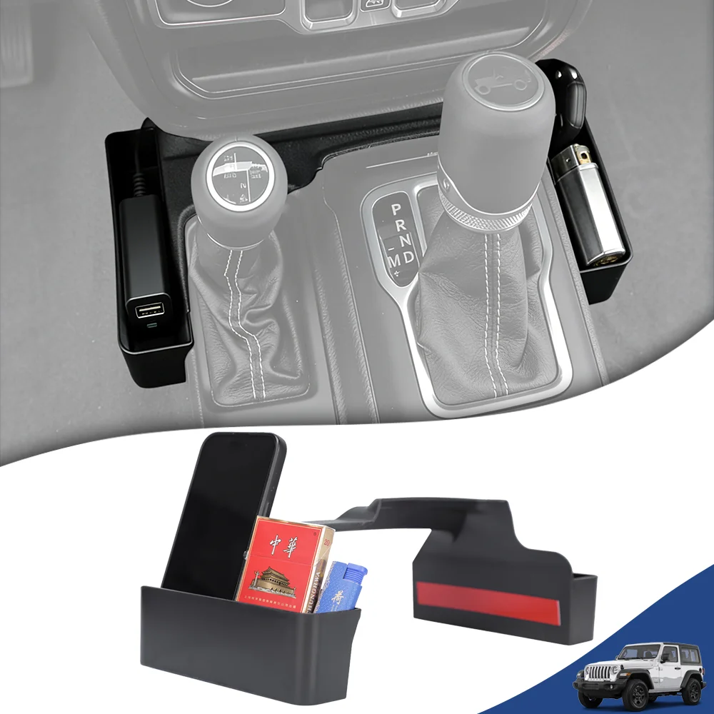Caja de Almacenamiento para Consola Central de Auto, Porta Teléfono, Bandeja para Jeep Wrangler JL Gladiator JT 4XE 2024-2026, Accesorios Interiores