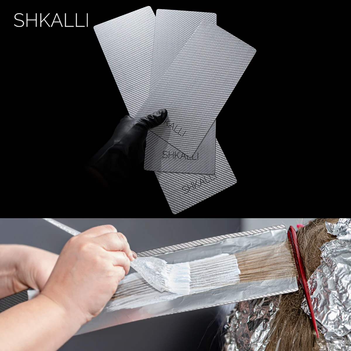 

SHKALLI Professional Carbon Fiber Balayage Board Set,Lightweight Hairdressing Tin Foil Colouring Boards.(Silver Set)