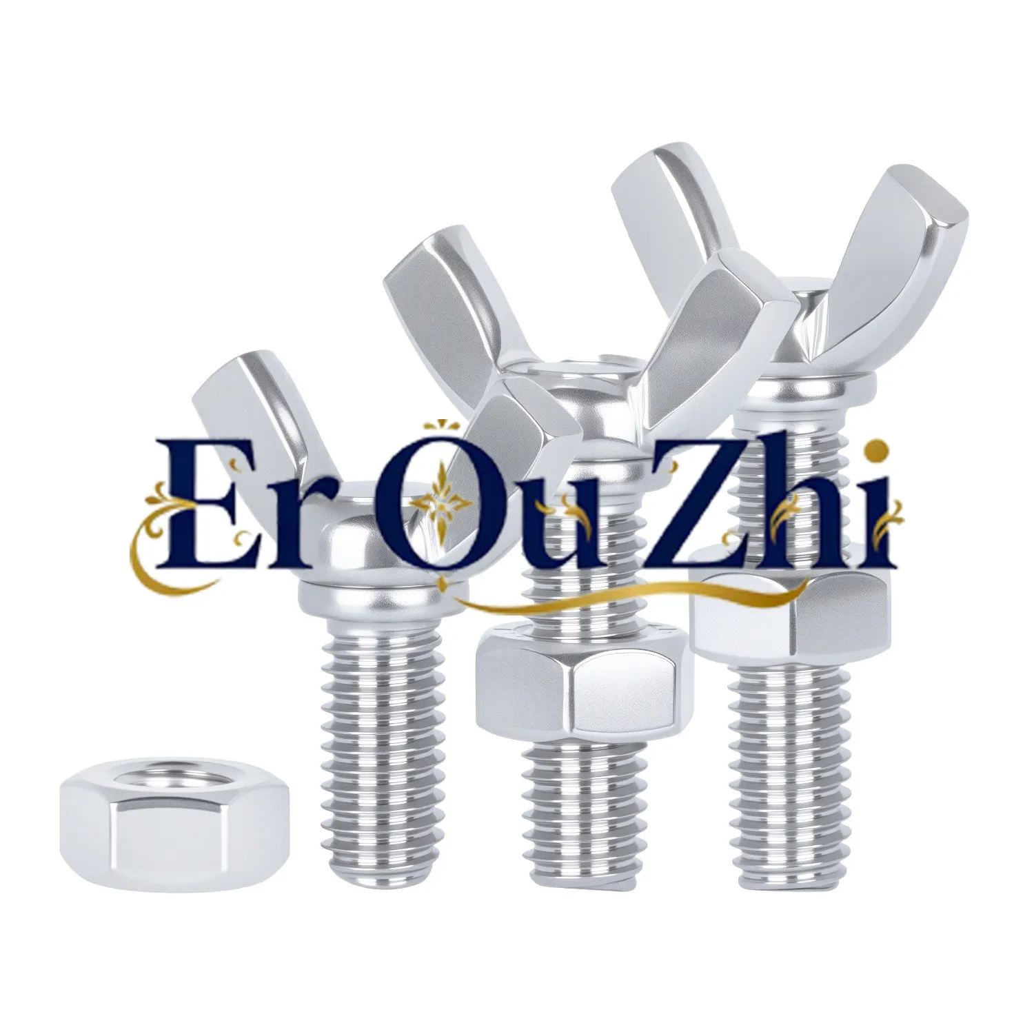 304/316/201 Stainless Steel Butterfly Screw Two Combination Bolts Croissant Hand Screw Hexagon Nut Set