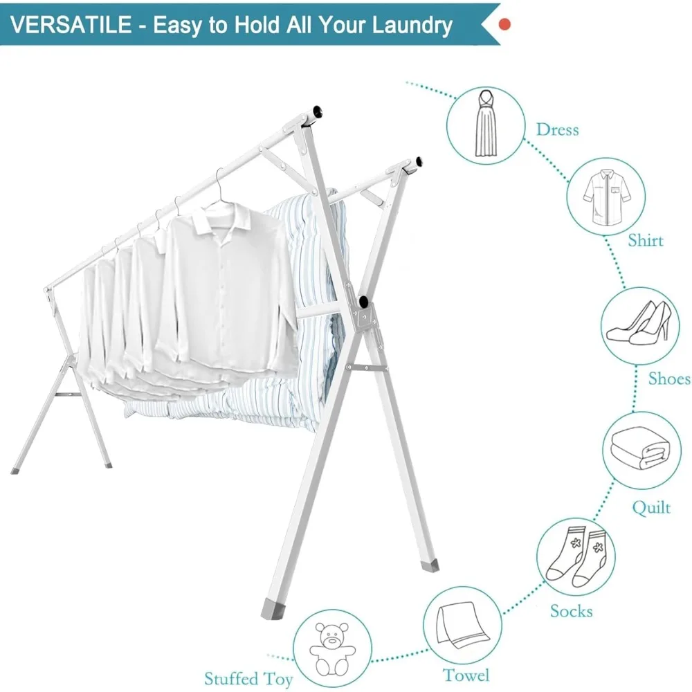 Heavy-Duty Stainless Steel Indoor/Outdoor Clothes Drying Rack, 95 Inches, Folding Laundry Drying Rack for Heavy Use