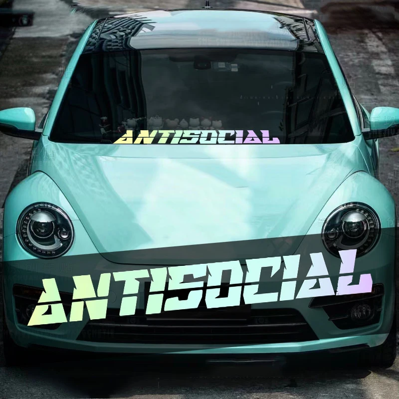 1PCS ANTISOCIAL JDM Style Stickers and Decals Water Vinyl Waterproof Front Rear Windshield Window Car Body Creative Decorative