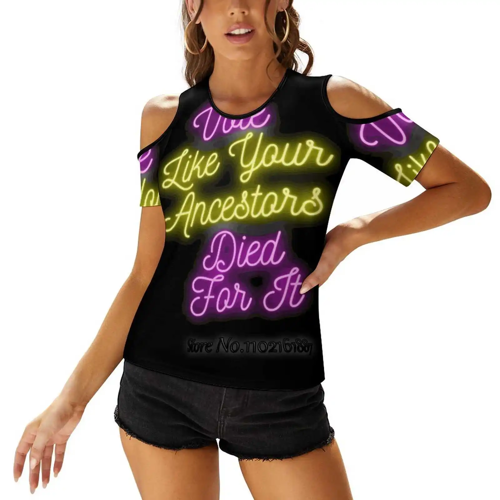 Vote Like Your Ancestors Died For It Woman's Casual Sexy T-Shirt One Shoulder Lacing T Shirts Elegant Beach Party Tops Primary