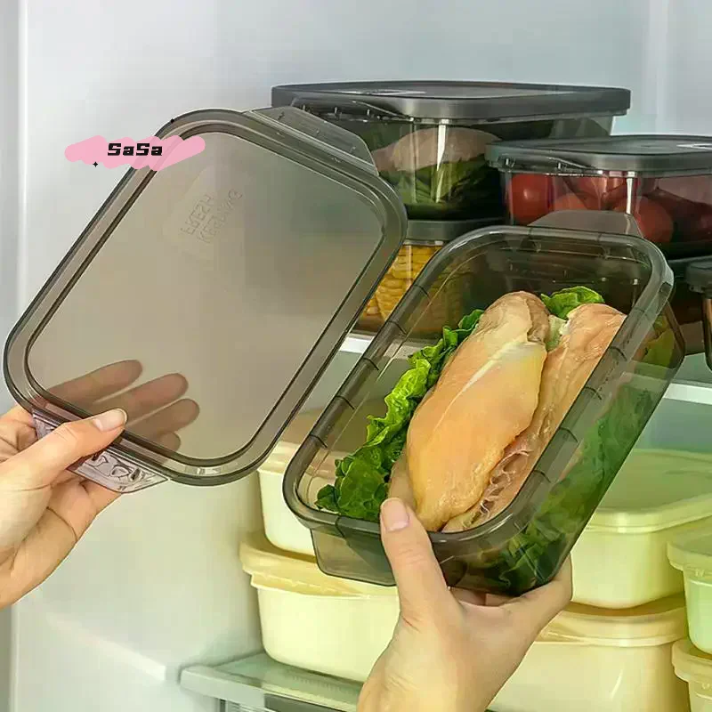 1/3pcs Refrigerator Food Sealed Crisper Containers Fresh Fruit Vegetables Steak Meat Storage Box Organizer Kitchen Accessories