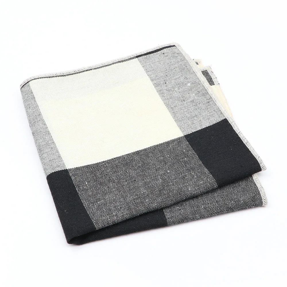 Chất Liệu Cao Cấp 100% Cotton Hankerchief Khăn Choàng Cổ Xanh Đen Kẻ Sọc Đỏ Kinh Doanh Phù Hợp Với Hankies Nam Túi Vuông Khăn Tay