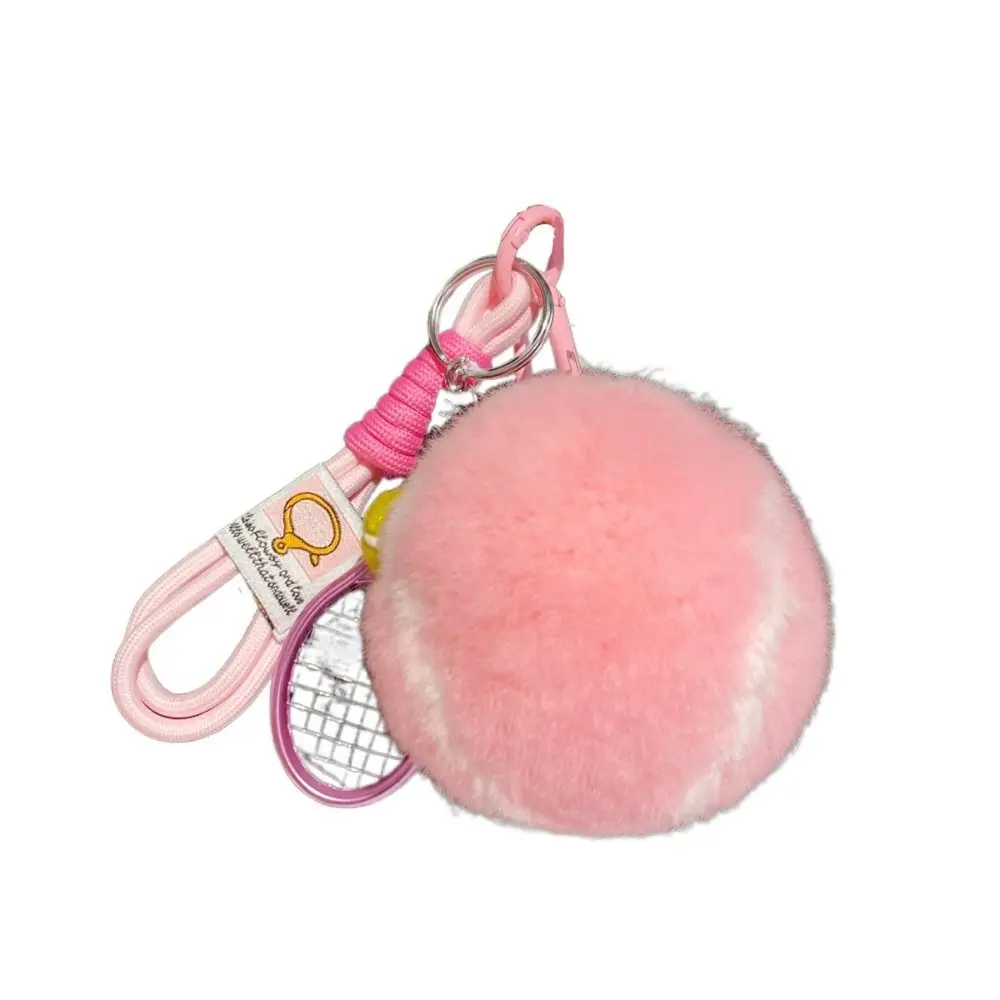أفخم كرة التنس أفخم قلادة على ظهره معلقة مكافحة خسر ريكس الأرنب الفراء Keyrings الكرتون حلية أفخم سلسلة المفاتيح التنس