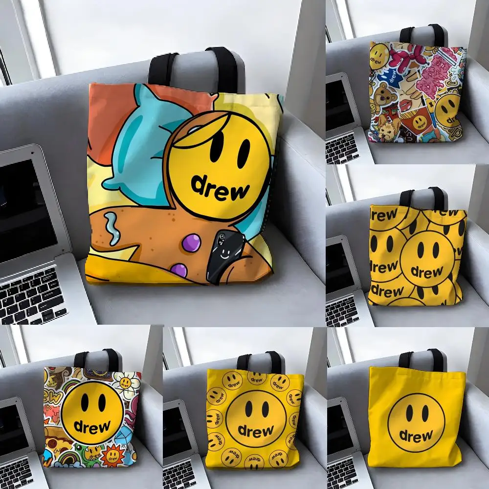Bolsa de Lona con Diseño de Cabeza de Hongo de Drew House, Bolsa de Hombro Versátil de Gran Capacidad, Bolsa Tote Casual para Mujer
