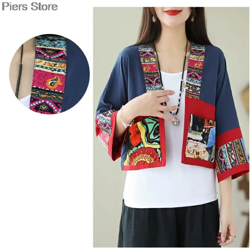 Lady Retro Stile Cinese Hanfu Top Tradizionale Elegante Camicetta da Donna Moda Abbigliamento Orientale Cotone Lino Stampa Zen Tea Shirts