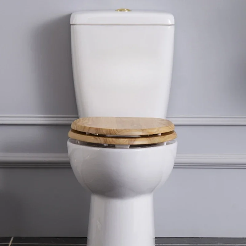 

Retro siphon floor split toilet solid wood mute