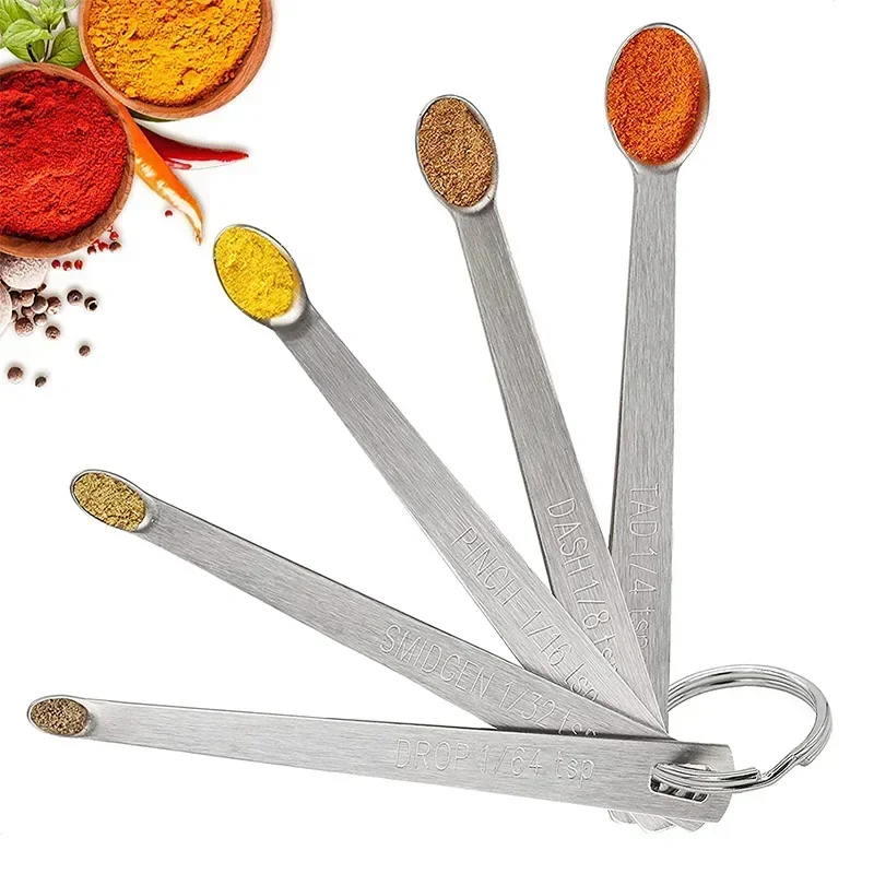 5pcs/Set Stainless Steel Small Measuring Spoon Multiple Size Coffee Tea Seasoning Measuring Spoons Home Kitchen Baking Tools