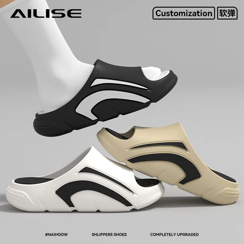 Men EVA Shower Slippers Summer Anti Odor Non Slip Thick Bottom Slides Soft Cushion Indoor Outdoor Bathroom Beach Casual Sandals - view 2