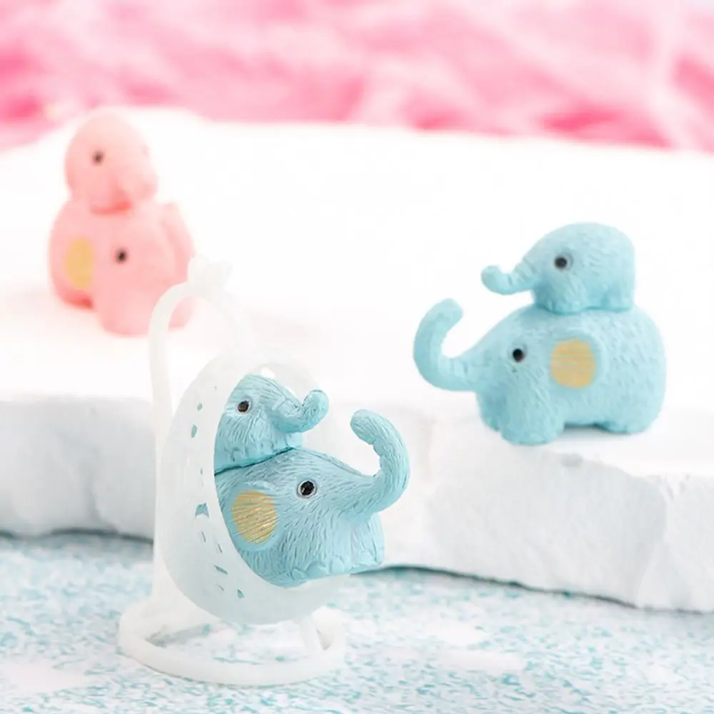 마이크로 풍경 다육 생태 병 장식, 만화 블루 핑크 코끼리 데스크탑 자동차 원예 장식