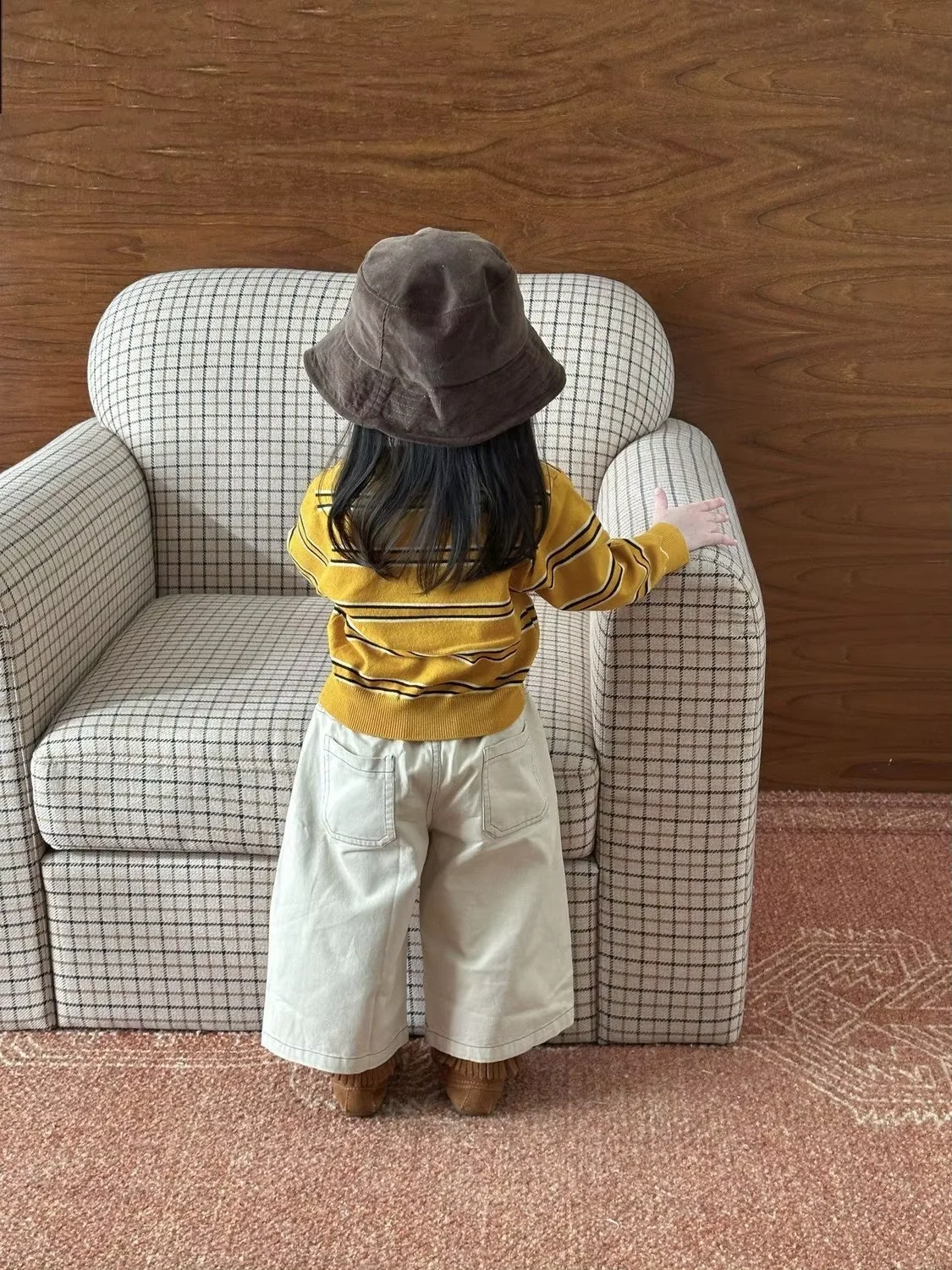 

Girls Spring Autumn Set New Children's Striped Polo Collar Knitted Sweater Casual Straight Leg Pants Two- Piece Set
