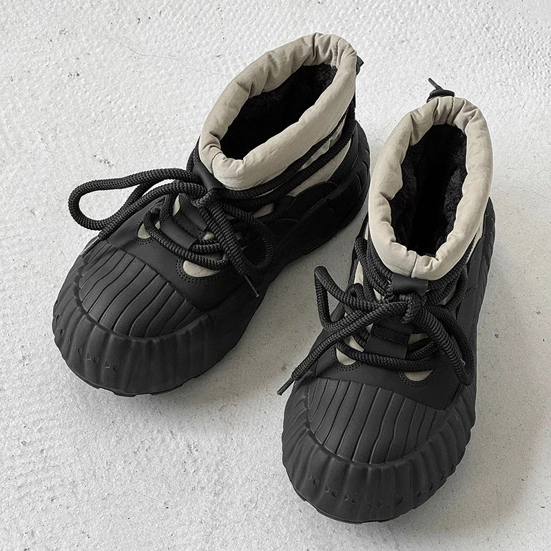 

Thick-Soled Snow Boots Big Round Toe Warm Cotton Shoes Men's Boots High Top Height Increasing Men's Booties Designer Men Boots