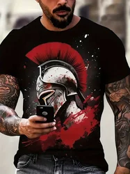 Men's T-Shirt 3d Sparta Knight Graphic Casual Slightly Stretch Breathable Short Sleeve Tee Outdoor Pullover Overszied Clothing