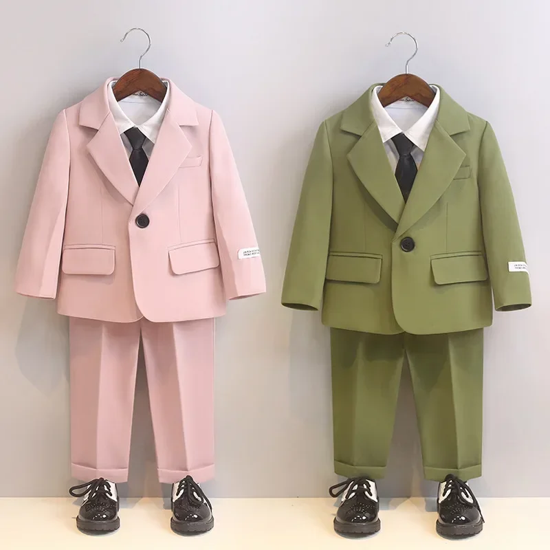 Boys Formal Suits 2yrs To 12yrs Children Performance Costumes Gentleman Kids Wedding Birthday Blazer Set Toddler Birthday Gown