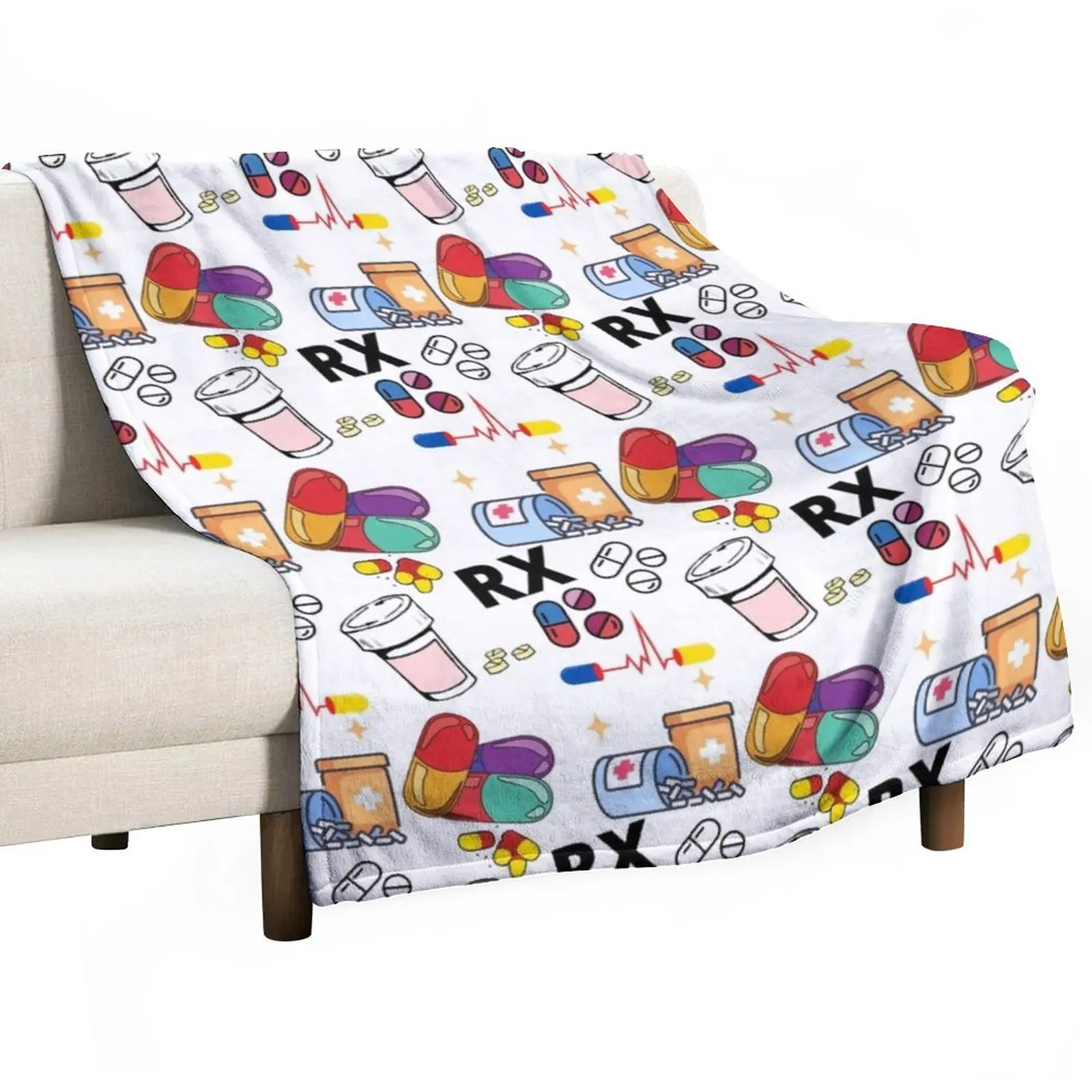 

Pharmacy Pattern Pills RX Throw Blanket Baby Camping Blankets For Baby Luxury St Blankets