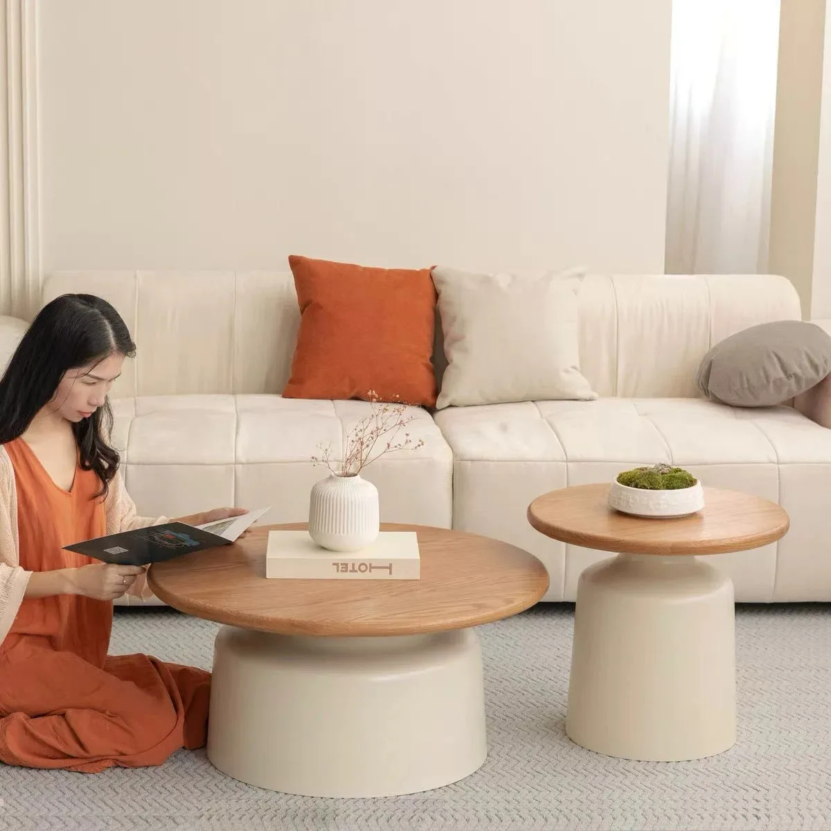 Stylish Apartment Coffee Table Living Room Center Table Minimalist Iron Round Desk for Small Apartment/Homestay Coffee Tables