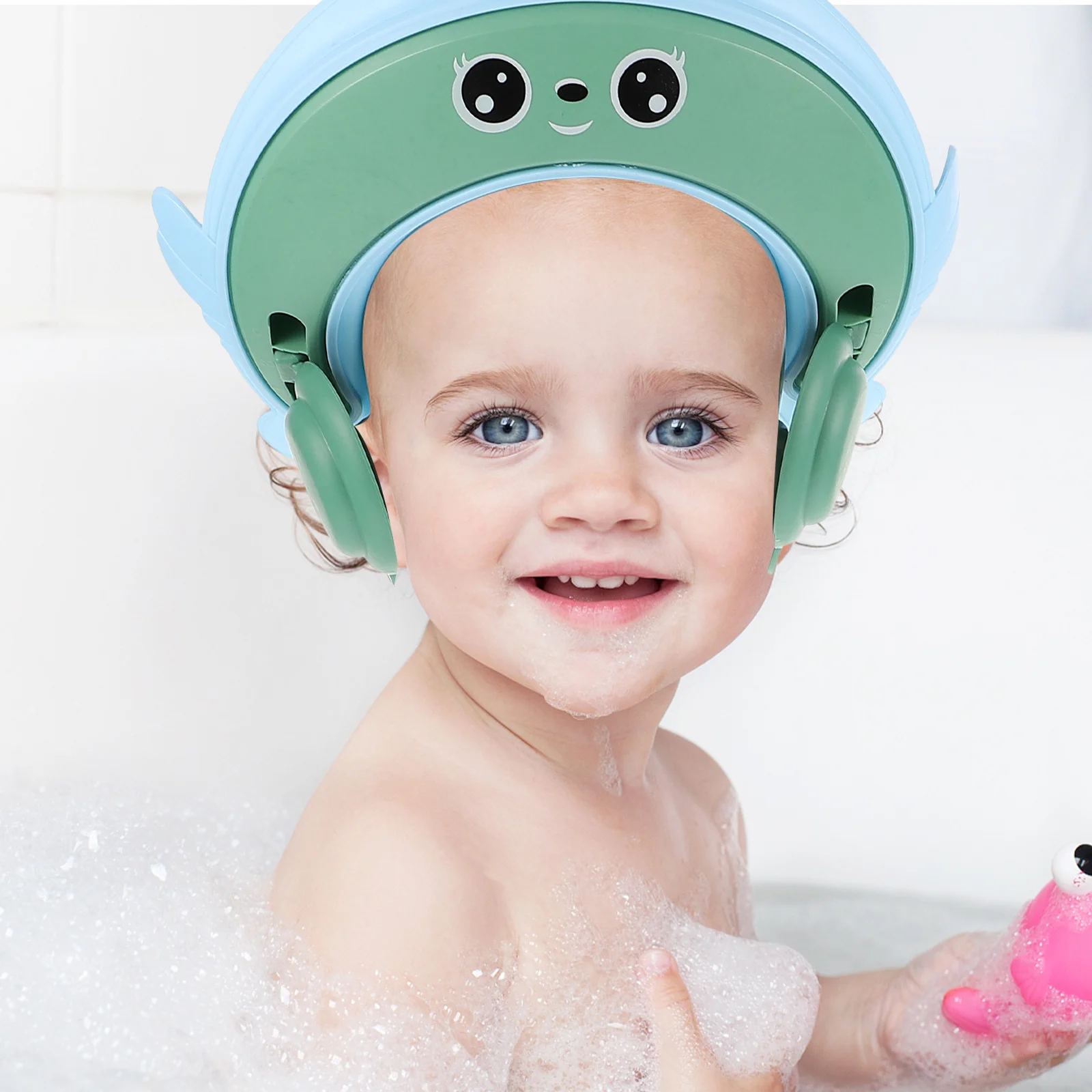 

Детская шапочка для душа, регулируемая корона, стильная шапочка для мытья волос, детские глаза, шапочка для шампуня для малышей, детский душ для ванны