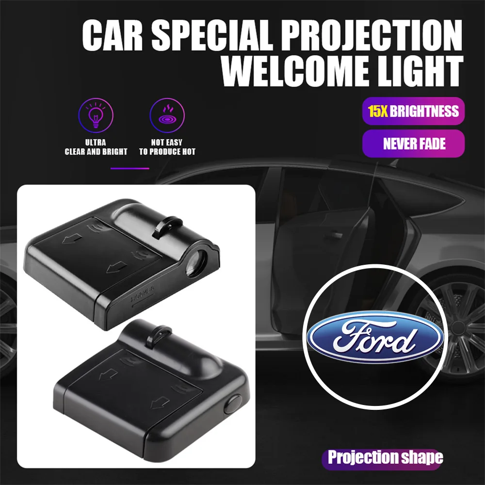 Car Door Emblem Light Welcome Lamp Wireless Laser Projector Auto Decoration LED For Ford Mustang Focus 2 3 4 Mondeo Fiesta Ghia