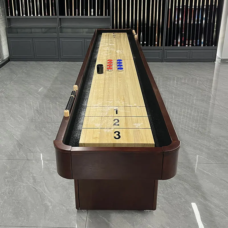 

Professional 9 '12 shuffleboard table, game sandpot table, solid wood spray paint, maple slide baseplate