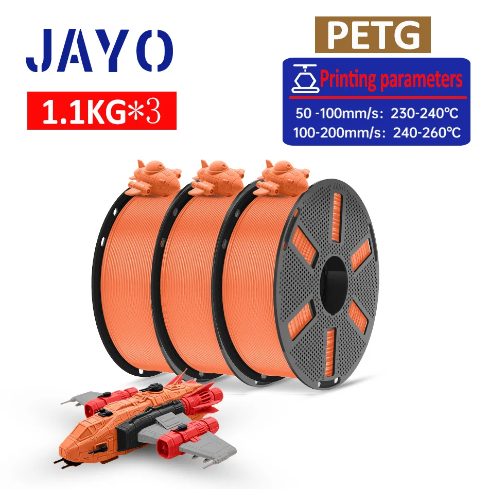 JAYO PETG 3D-Drucker-Filament, 1,75 mm, 1,1 kg/Rolle, PETG-Filament, ordentlich gewickeltes 3D-Druckmaterial für Bambu FDM