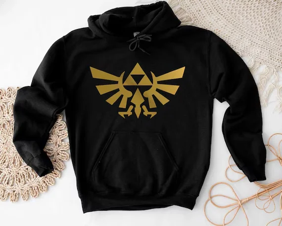 The Legend of Zelda Hoodie Master Sword Triforce Front Print Zelda Characters Back Graphic Hooded Sweatshirt Men Women