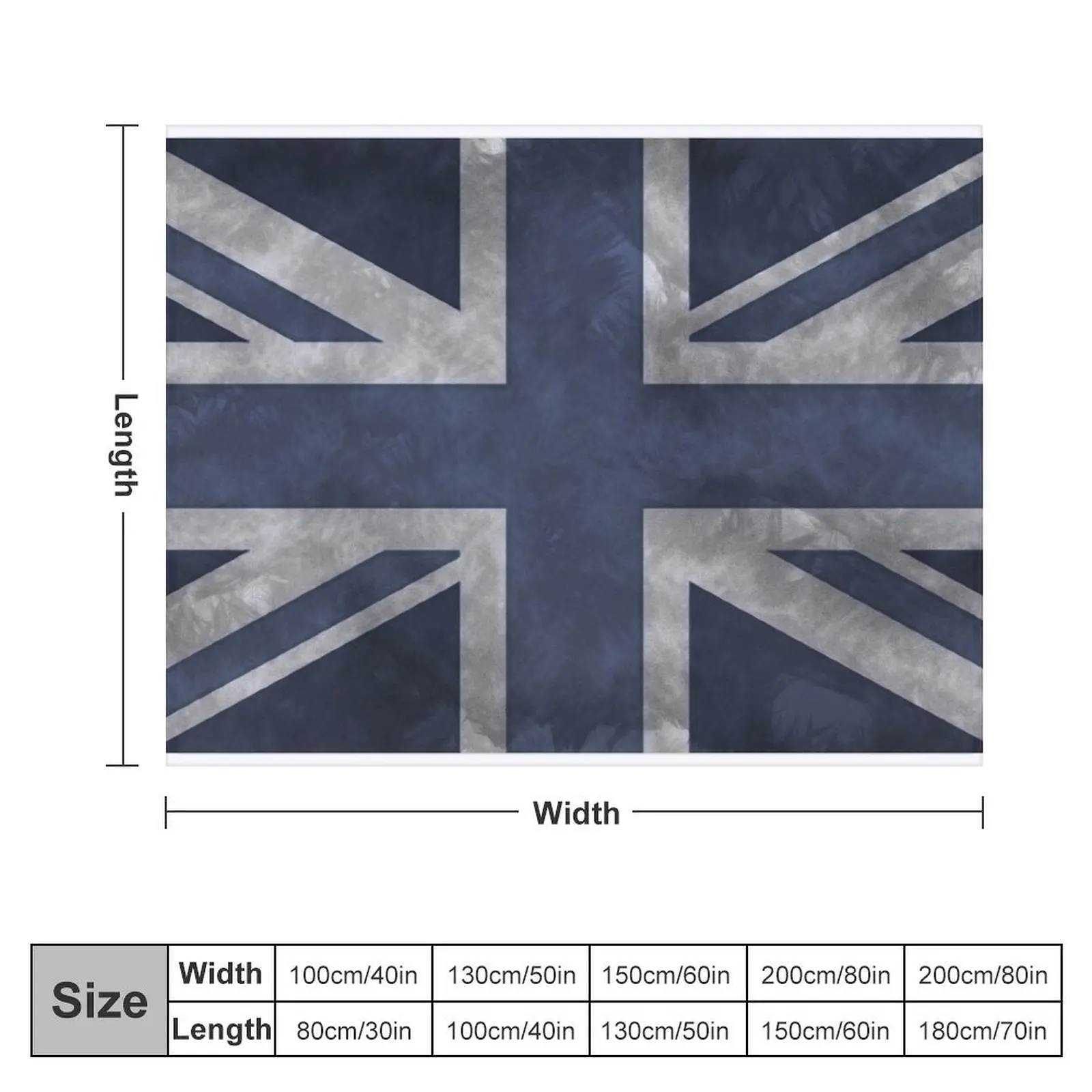 Blue Distressed Union Jack Throw Blanket Thin Soft Plaid Polar Large Blankets