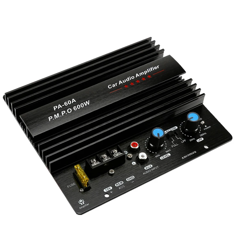 

PA-60A 12V 600W Speaker Amplifier Board Lossless Subwoofer Bass Module High Power Car Audio Accessories Mono Channel Durable