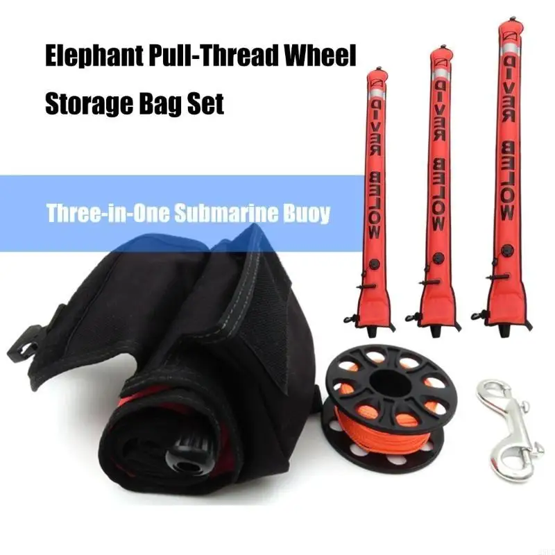 

Surfaces Marker Buoys and Dives Reel Set Inflatable Scubas Tube Safety Sausages with Diving Spool Reel and Clip