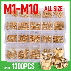 70/1300 M1 to M10 Hot Melt Brass Heat All Size Insert Nut Set Heat Inserts Nuts Assortment Tool Kit Knurled Thread Nutinsert Box