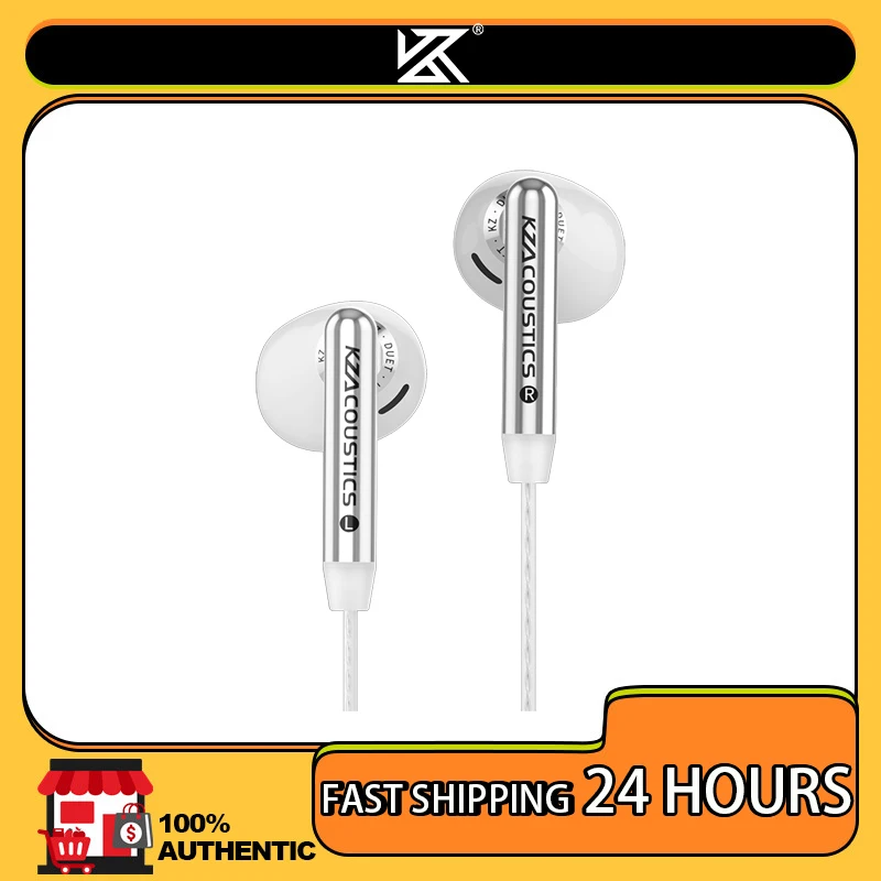 Earphone KZ Duet Dual Dynamic Driver HiFi Quad Core Bass Stereo Sound Wired untuk Musik dan Gaming