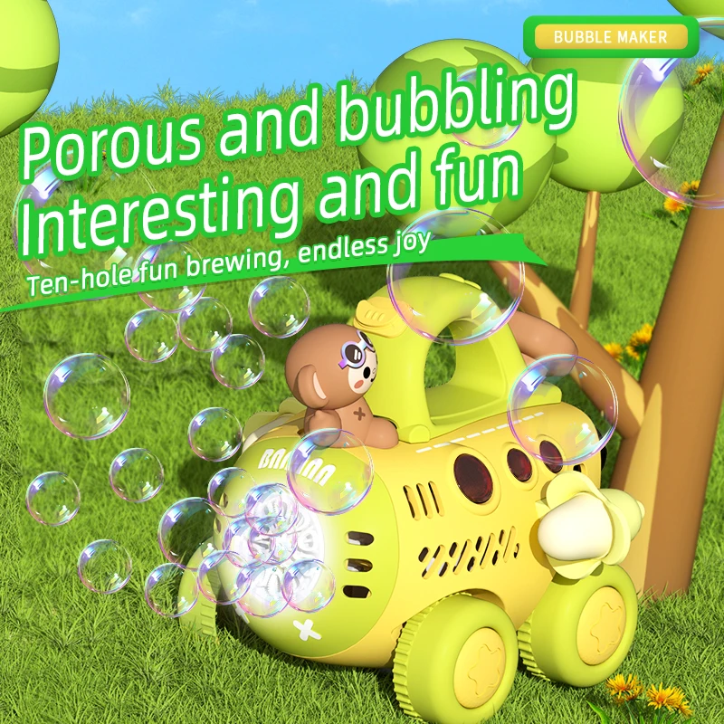 Bubble Car Toys Automatic Outdoor Pomperos Bubbles Soap Blower Machine Light 2-In-1 Electric Bubble Cart for Kids Birthday Gift