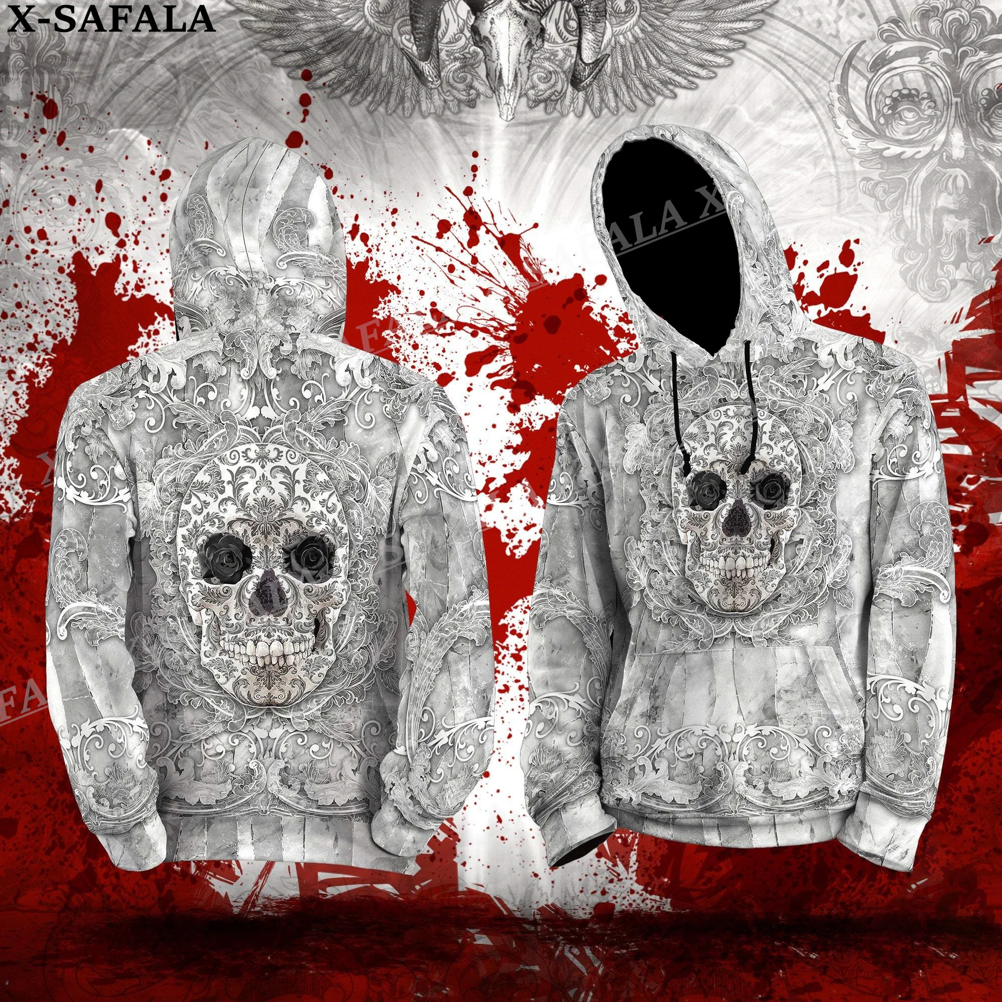 Skull Gothic Psychedelic Tattoo 3D Print Zipper Hoodie Man Female Pullover Sweatshirt Hooded Jacket Jersey Coat Tracksuits-7