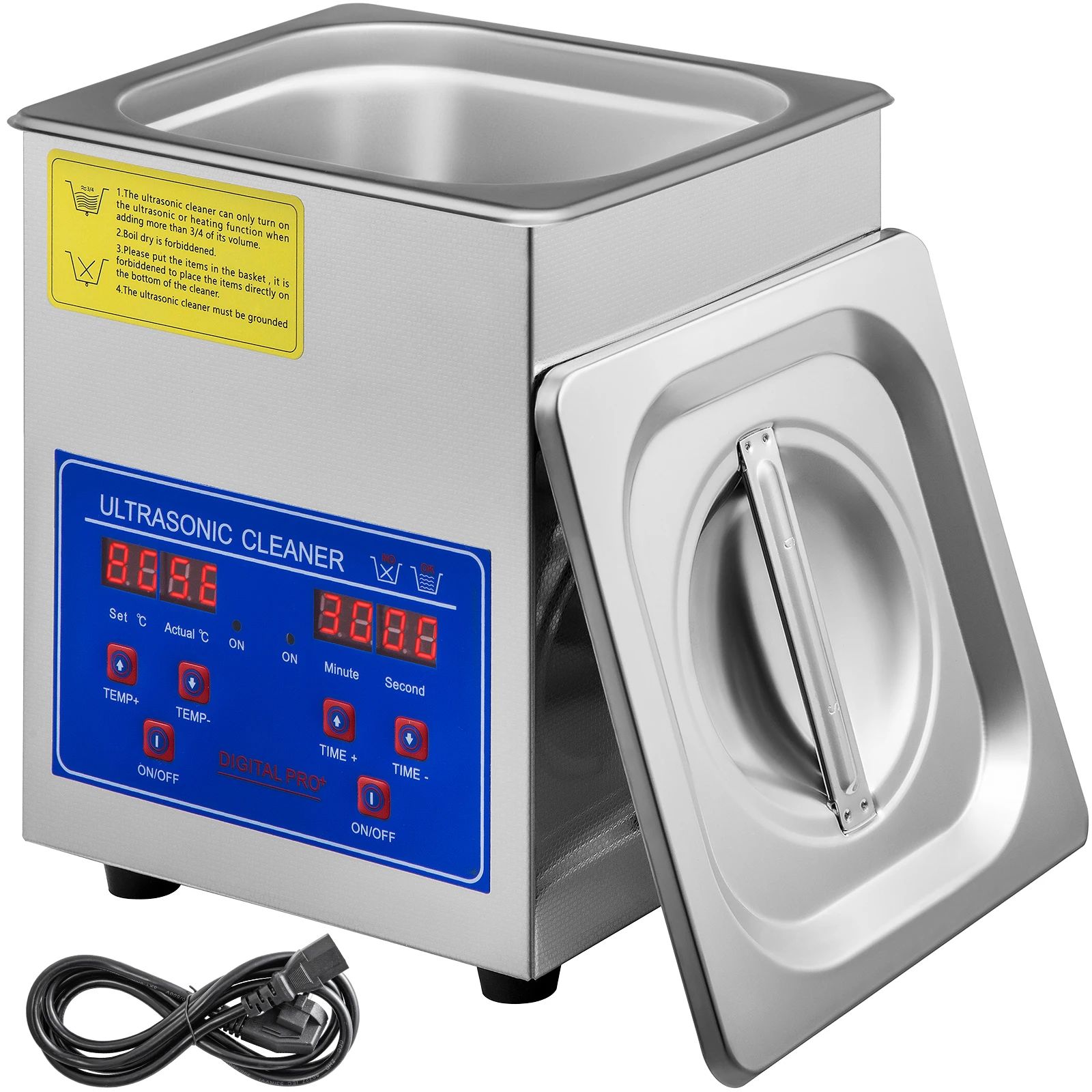 VEVOR Nettoyeur A Ultrasons Professionel 1.3L,Appareil Nettoyeur ultrasons 60W,Ultrasonic Cleaner 220V40kHz pour les bijoux,les laboratoires,les équipements dentaires les fournitures industrielles.