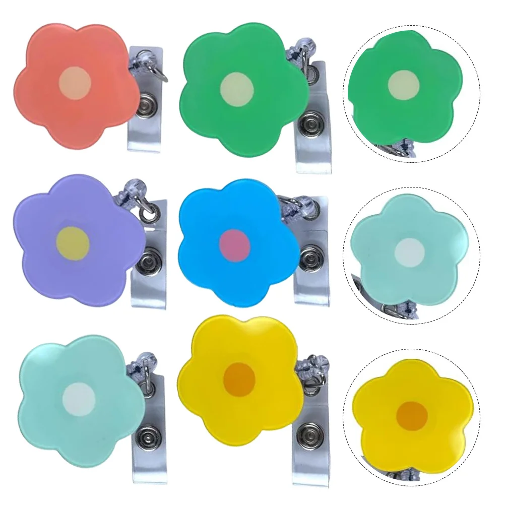 

Retractable Badge Clip Retractable Badge Holders Cartoon Flowers ID Card Chest Lanyard Plastic Nurse Accessories