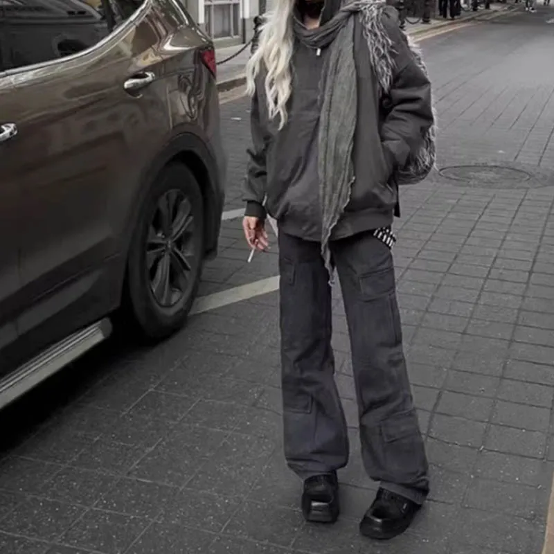 

Plus size 2024 Summer High Waist Outdoor Green Pants Short Leg Tight Straight Tube Military Green Work Pants Women's Style