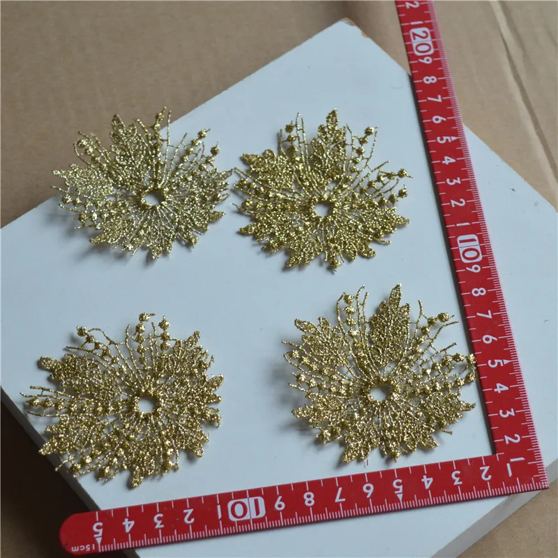 10Pcs/Lot 9*8cm Shiny Round Gold Hollow Flower Gradient Sewing Motif Venise Lace Applique for Garment Embroidery Lace Patches