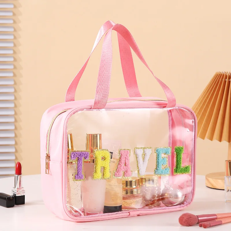 New Transparent Make Up Toiletry Bag PVC Waterproof Swimming Beach Bath Bags Portable Travel Wash Bag PU Leather Cosmetic Case