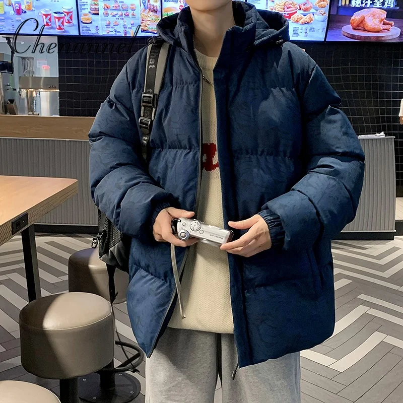 단색 아우터 남성 의류 남성 파카 따뜻한 기본 스타일 캐주얼 재킷 남성 방풍 두꺼운 겨울 코트 패딩 재킷