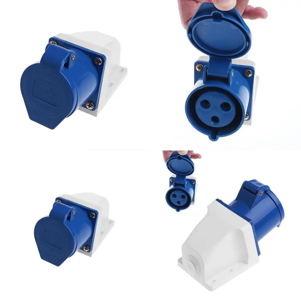 

652F 32 Amp 3pin Industrial Socket 220V-250Volt Weatherproof IP44 Waterproof 2P+E 32A