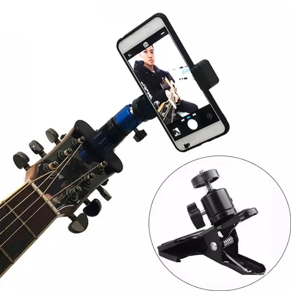 Mobile Phone Live Broadcast Bracket Stand Guitar Head Clip Holder Support Desktop Music Guitar Holder Bass Ukulele Head Mount