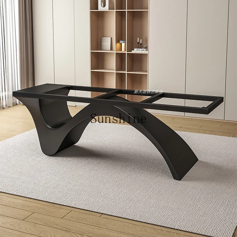 

Rock slab table leg bracket carbon steel luxury stone tea table base creative dining table simple and modern