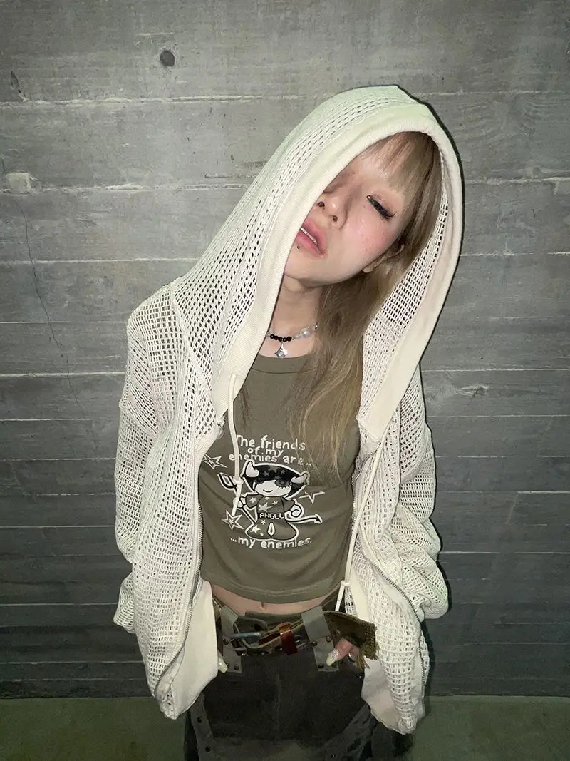 

Niche hollow cardigan sweater men's women's spring new version hooded knitted sweater design sense personalized sunscreen jacket