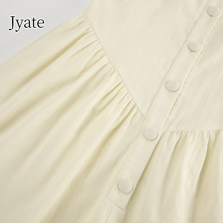 Jyate-Mono de lino y algodón para mujer, peto sin mangas con botones, pantalones cortos bohemios para playa y vacaciones, 2024