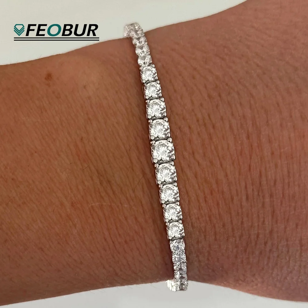 

FEOBUR 6.5-3MM Gradient Moissanite Tennis Bracelets for Women 925 Sterling Silver Diamond Bangle Elegant Wedding Jewelry Gifts