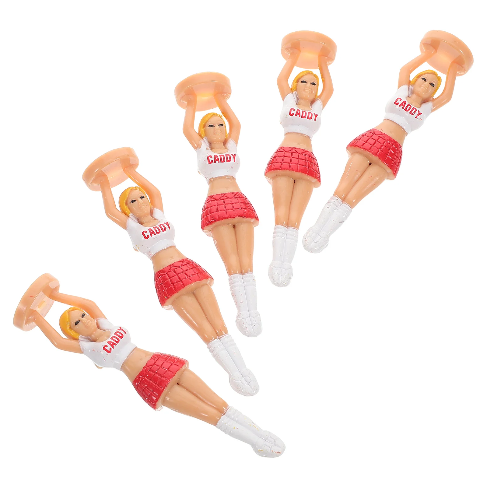 

5 pcs Golf Tees Cheerleader Design Durable Plastic Lightweight Fun Novelty Golf Accessories Easy Insertion Driving Range Mat